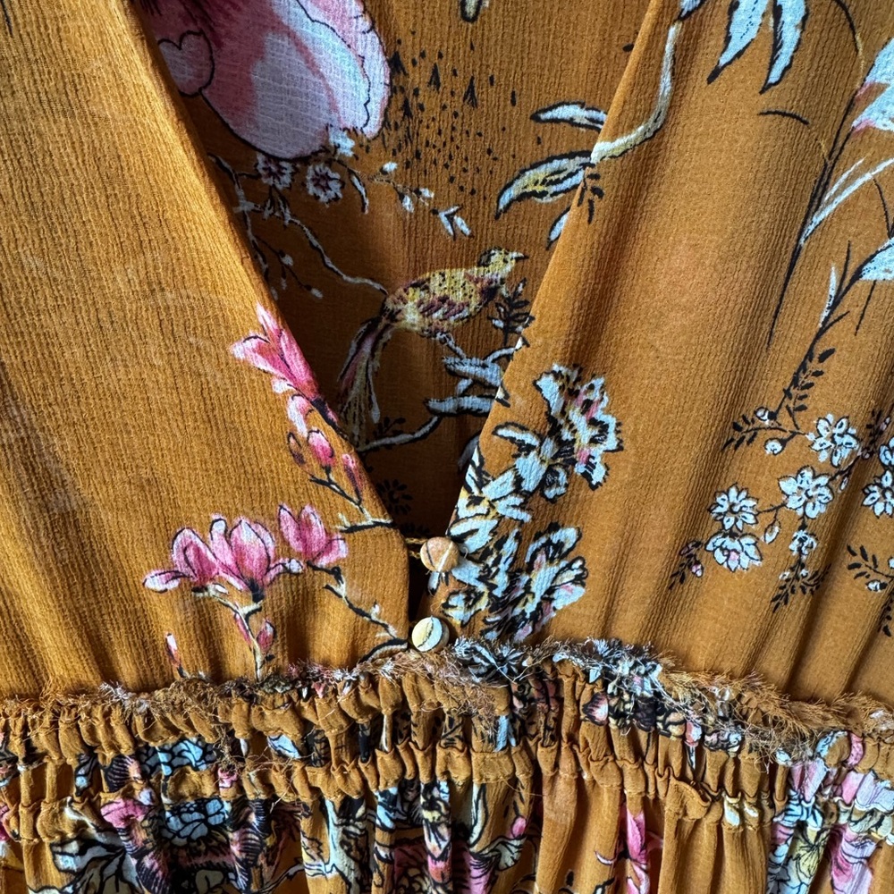 Free People | Cherry Blossom Tiered Mini Dress, Orange | Size Small - Picture 5 of 12